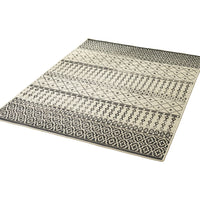 5 x 7 Outdoor Small Area Rug, Modern Black, Ivory Geometric Pattern -BM335153