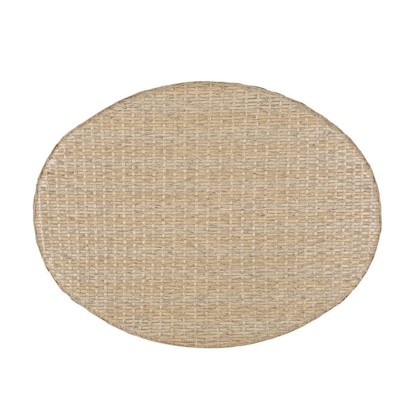 Resy Outdoor Coffee Table, 33 Inch Oval Top, Boho Brown Wicker Woven -BM335155