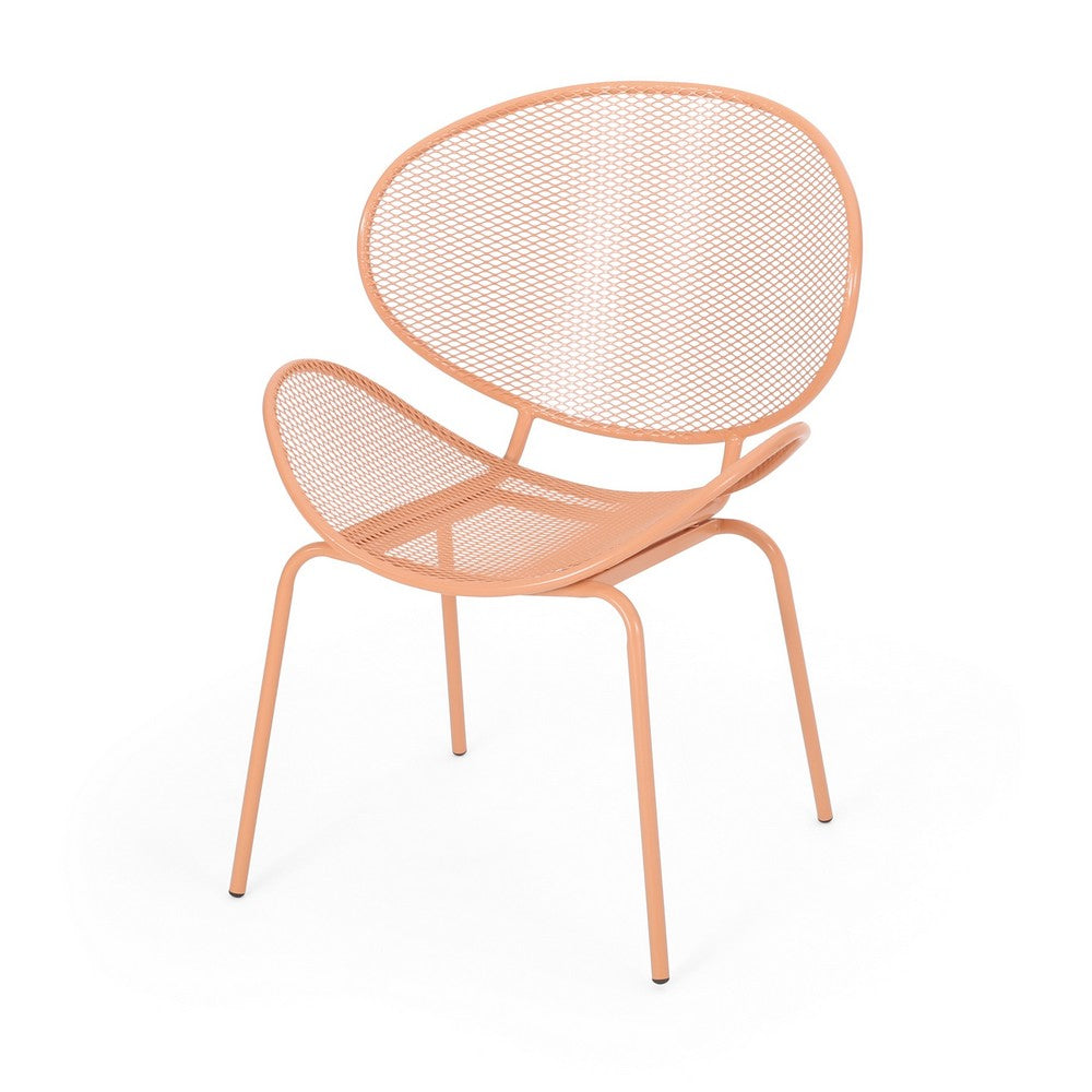 Elie Outdoor Chairs Set of 2, Wing Mesh Curved Back, Orange Iron Frame -BM335156