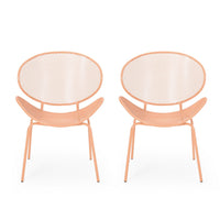 Elie Outdoor Chairs Set of 2, Wing Mesh Curved Back, Orange Iron Frame -BM335156