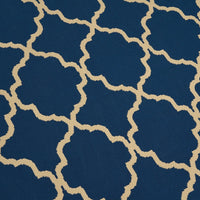 5 x 8 Outdoor Small Area Rug, Blue Ivory Geometric Quatrefoil Pattern -BM335158