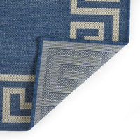 5 x 7 Outdoor Small Area Rug, Woven Blue and Ivory Geometric Pattern -BM335159