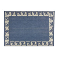 5 x 7 Outdoor Small Area Rug, Woven Blue and Ivory Geometric Pattern -BM335159