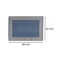 5 x 7 Outdoor Small Area Rug, Woven Blue and Ivory Geometric Pattern -BM335159