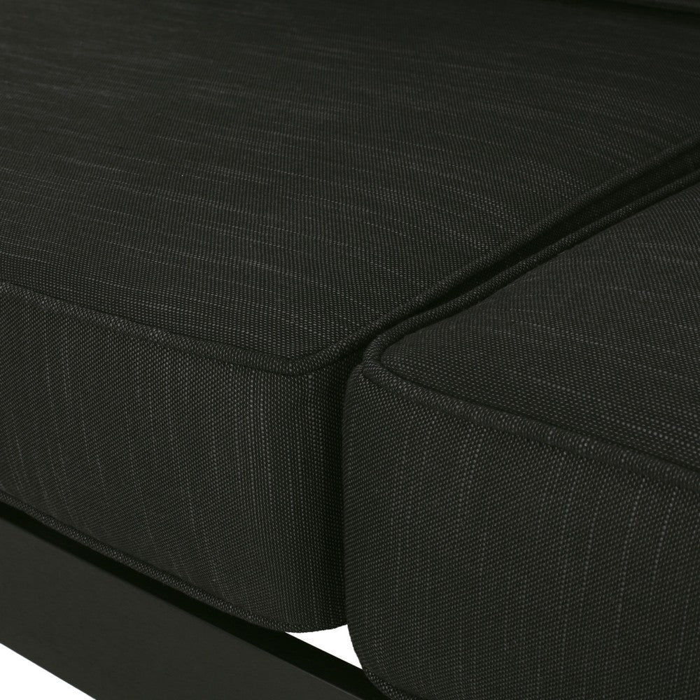 Besy Outdoor Loveseat, Black Cushion and Square Metal Frame, 57 Inch  -BM335160