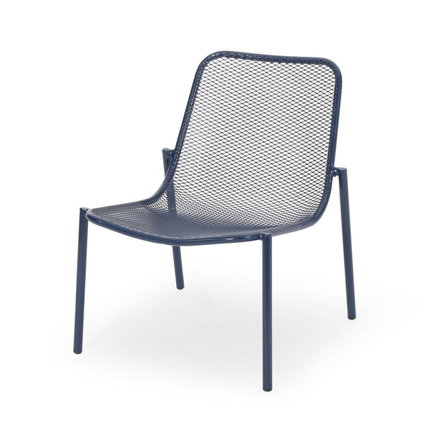 Kery 2pc Outdoor Side Chair Set, Navy Blue Mesh Metal Stackable Frame -BM335161