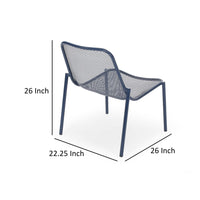 Kery 2pc Outdoor Side Chair Set, Navy Blue Mesh Metal Stackable Frame -BM335161