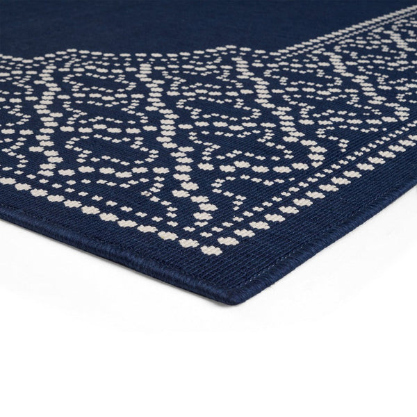 Ina 8 x 10 Medium Area Rug, Blue White Machine Woven, Printed Border -BM335162