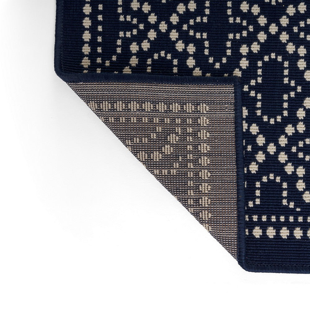 Ina 8 x 10 Medium Area Rug, Blue White Machine Woven, Printed Border -BM335162