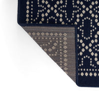 Ina 8 x 10 Medium Area Rug, Blue White Machine Woven, Printed Border -BM335162