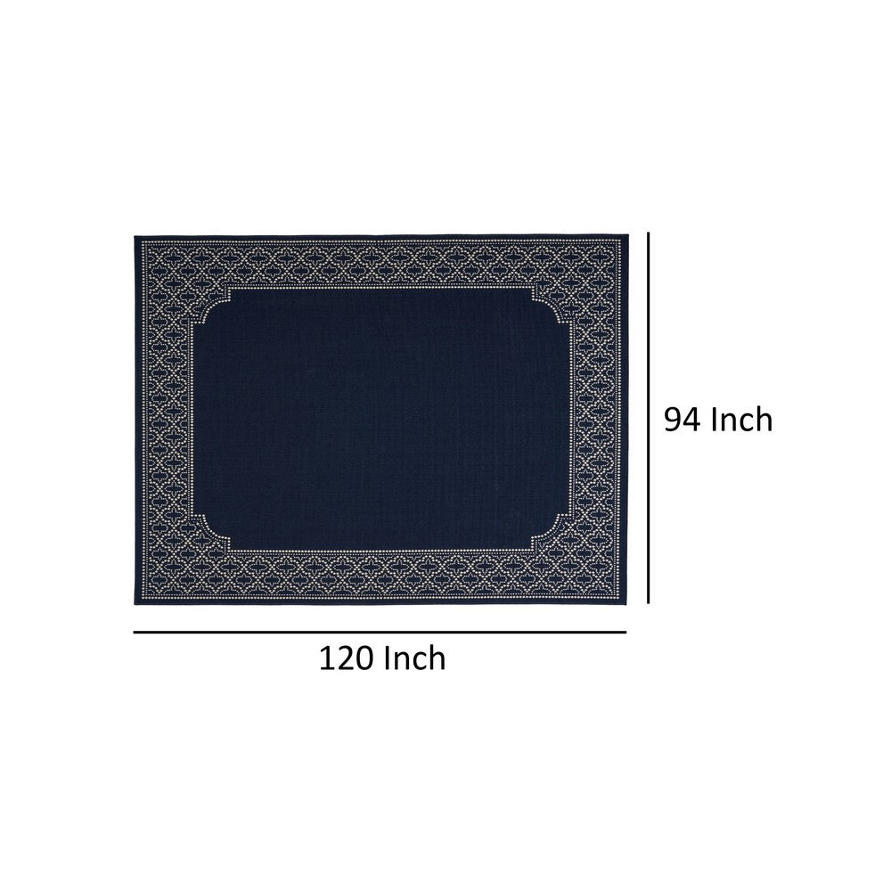 Ina 8 x 10 Medium Area Rug, Blue White Machine Woven, Printed Border -BM335162