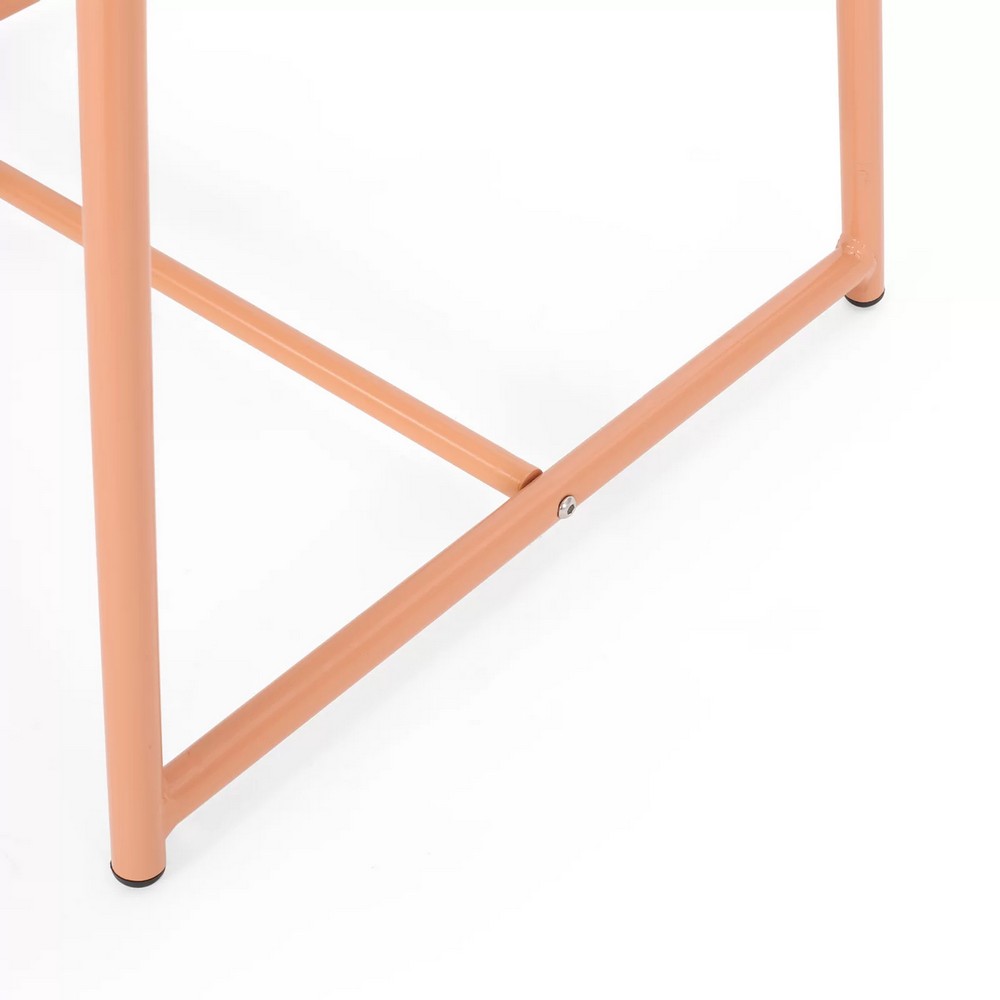 Elie Outdoor Side End Table, 20 Inch Mesh Top, Orange Metal Sled Base -BM335163