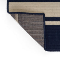 Ina Outdoor Small Area Rug, Navy Blue and White Lined Woven Pattern -BM335165