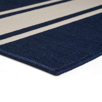 Ina Outdoor Small Area Rug, Navy Blue and White Lined Woven Pattern -BM335165