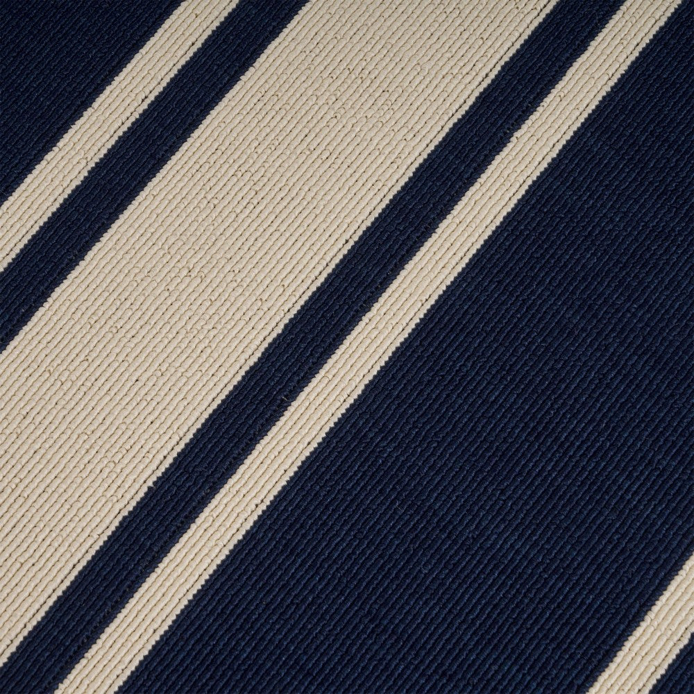Ina Outdoor Small Area Rug, Navy Blue and White Lined Woven Pattern -BM335165