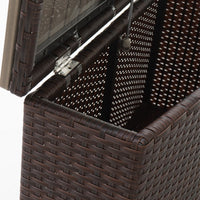 Outdoor Storage Accent Table w Slatted Wedge Top, Brown Wicker Woven -BM335166