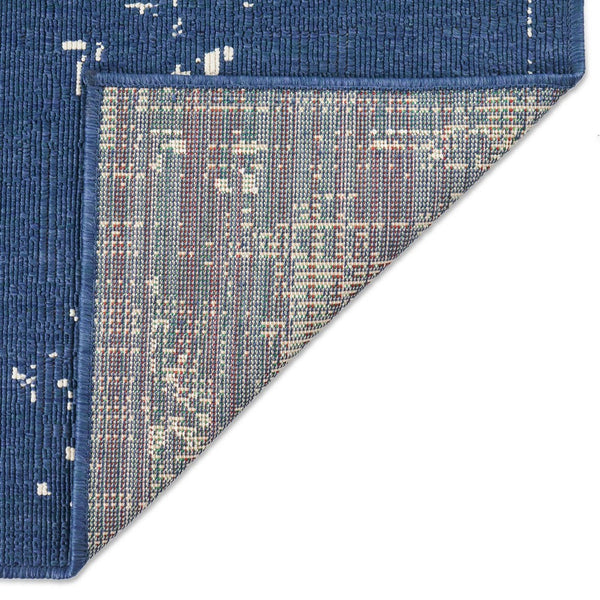 5 x 7 Outdoor Small Area Rug, Blue and Ivory Handcrafted Pattern -BM335167