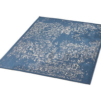 5 x 7 Outdoor Small Area Rug, Blue and Ivory Handcrafted Pattern -BM335167