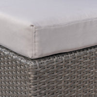 Outdoor Ottoman, 16 Inch Square Gray Woven Frame with Plush Cushion -BM335168