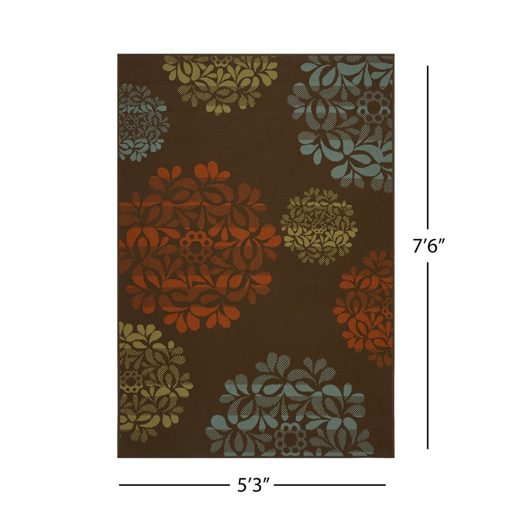 Monis 5 x 8 Outdoor Small Area Rug, Brown Machine Woven -BM335172