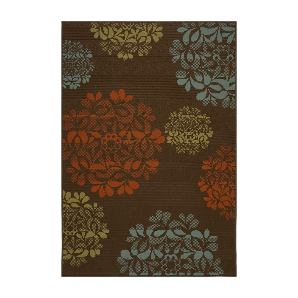 Monis 5 x 8 Outdoor Small Area Rug, Brown Machine Woven -BM335172