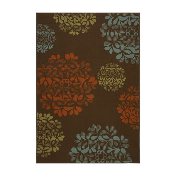 Monis 5 x 8 Outdoor Small Area Rug, Brown Machine Woven -BM335172