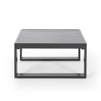 Devy 2pc Outdoor Corner Chair and Coffee Table Set, White, Gray Metal -BM335174