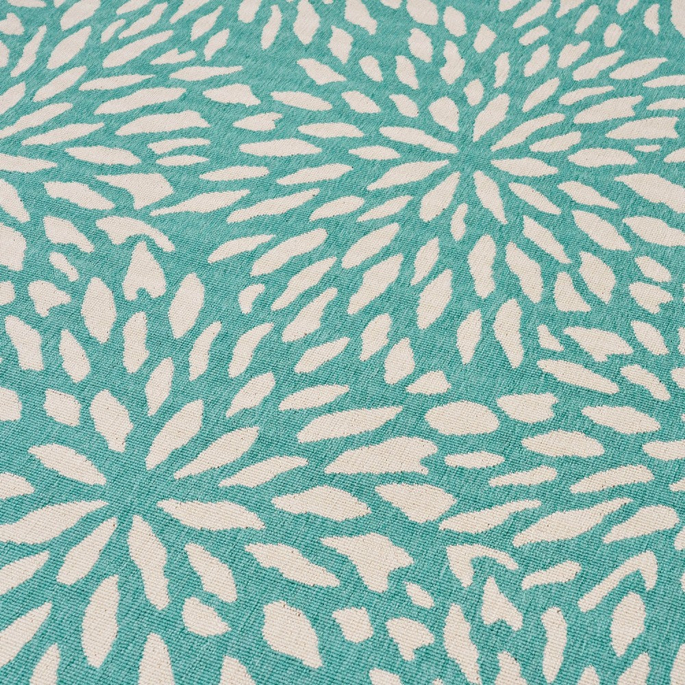 Dian 8 x 11 Outdoor Medium Area Rug, Floral Pattern, Blue Ivory Woven -BM335178