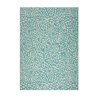 Dian 8 x 11 Outdoor Medium Area Rug, Floral Pattern, Blue Ivory Woven -BM335178