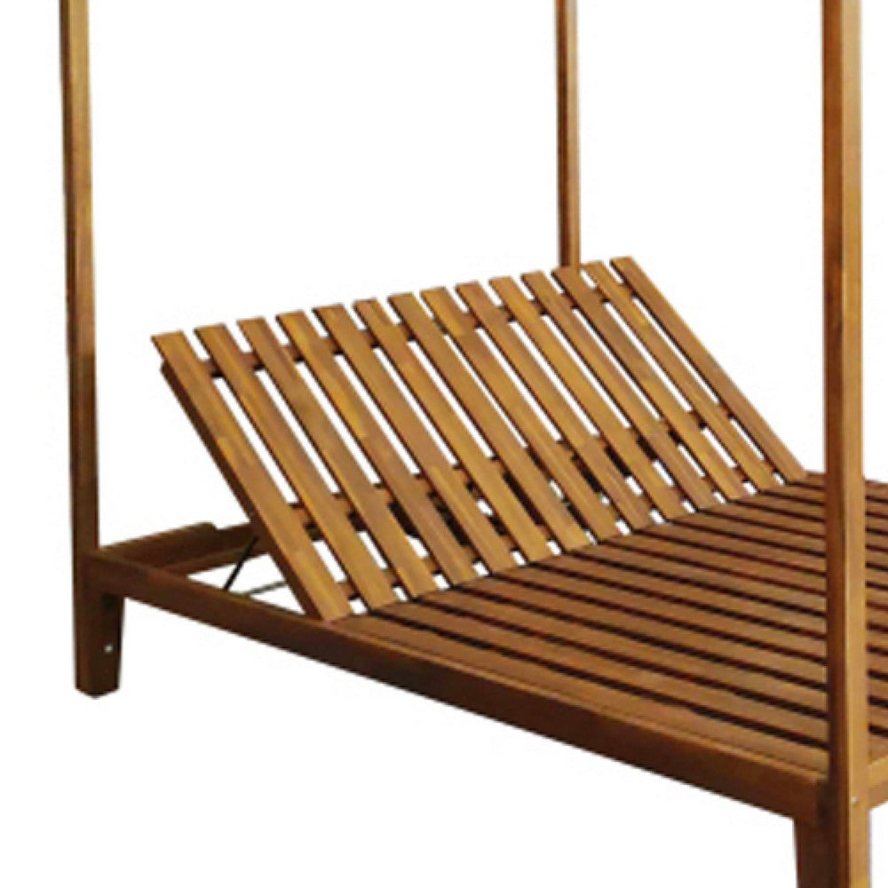 Yavi Outdoor Daybed Chaise, Adjustable Back, Brown Acacia Wood 79 Inch -BM335180