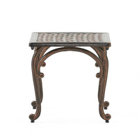 Lyra Outdoor Side End Table, Cabriole Legs, Brown Aluminium, 18 Inch -BM335181