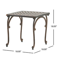 Lyra Outdoor Side End Table, Cabriole Legs, Brown Aluminium, 18 Inch -BM335181