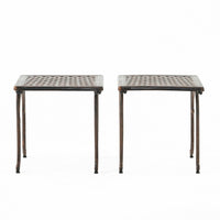 Lyra Outdoor Side End Table, Cabriole Legs, Brown Aluminium, 18 Inch -BM335181