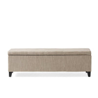 Elias Long Storage Ottoman Bench, Hinged Lid, Sand Beige, 51 Inch -BM335183