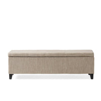 Elias Long Storage Ottoman Bench, Hinged Lid, Sand Beige, 51 Inch -BM335183