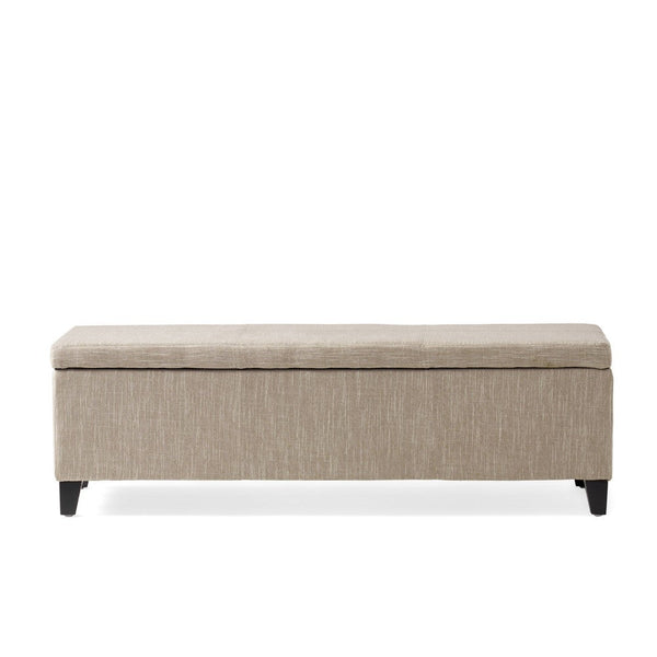 Elias Long Storage Ottoman Bench, Hinged Lid, Sand Beige, 51 Inch -BM335183