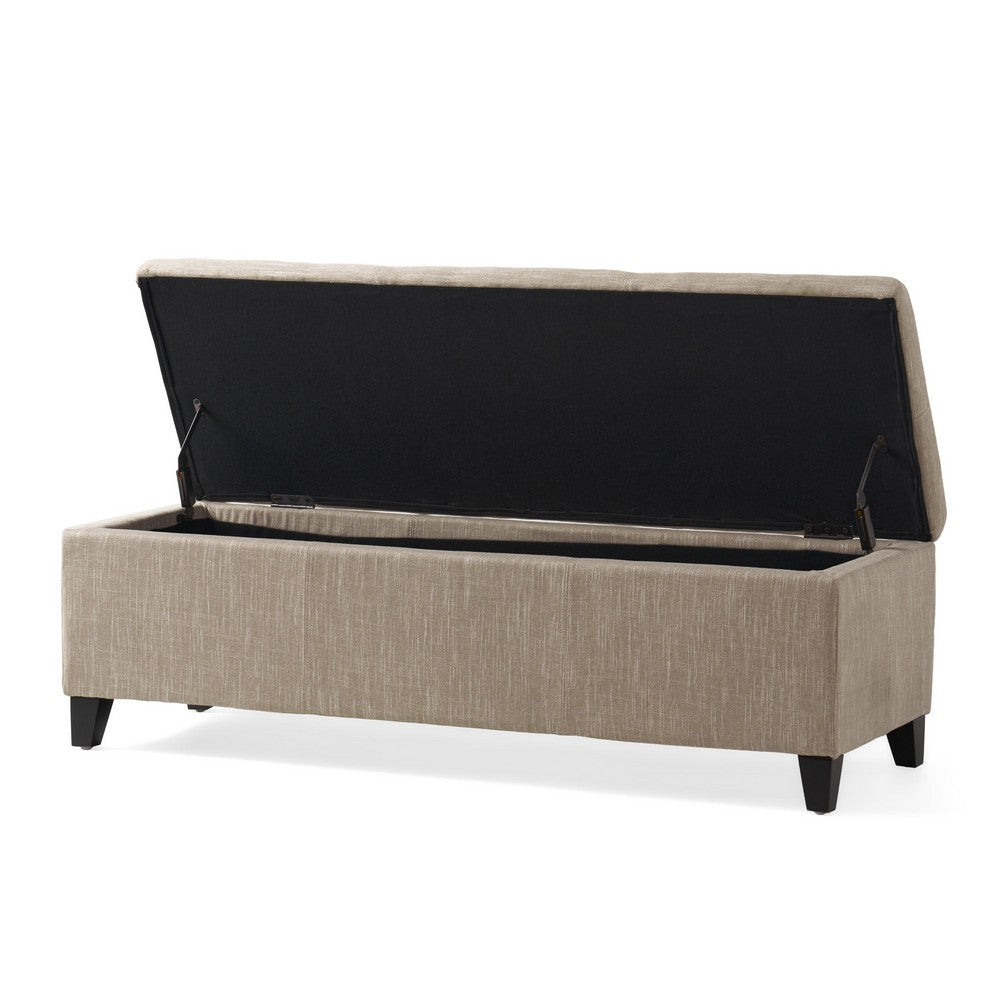 Elias Long Storage Ottoman Bench, Hinged Lid, Sand Beige, 51 Inch -BM335183