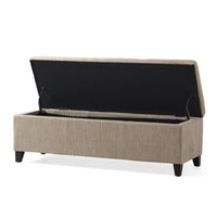 Elias Long Storage Ottoman Bench, Hinged Lid, Sand Beige, 51 Inch -BM335183
