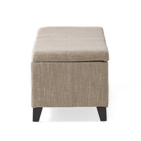 Elias Long Storage Ottoman Bench, Hinged Lid, Sand Beige, 51 Inch -BM335183