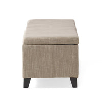 Elias Long Storage Ottoman Bench, Hinged Lid, Sand Beige, 51 Inch -BM335183