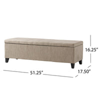 Elias Long Storage Ottoman Bench, Hinged Lid, Sand Beige, 51 Inch -BM335183
