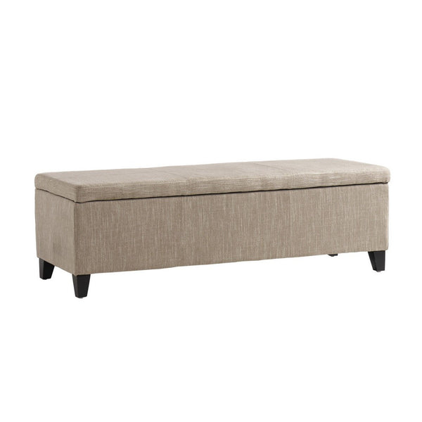 Elias Long Storage Ottoman Bench, Hinged Lid, Sand Beige, 51 Inch -BM335183