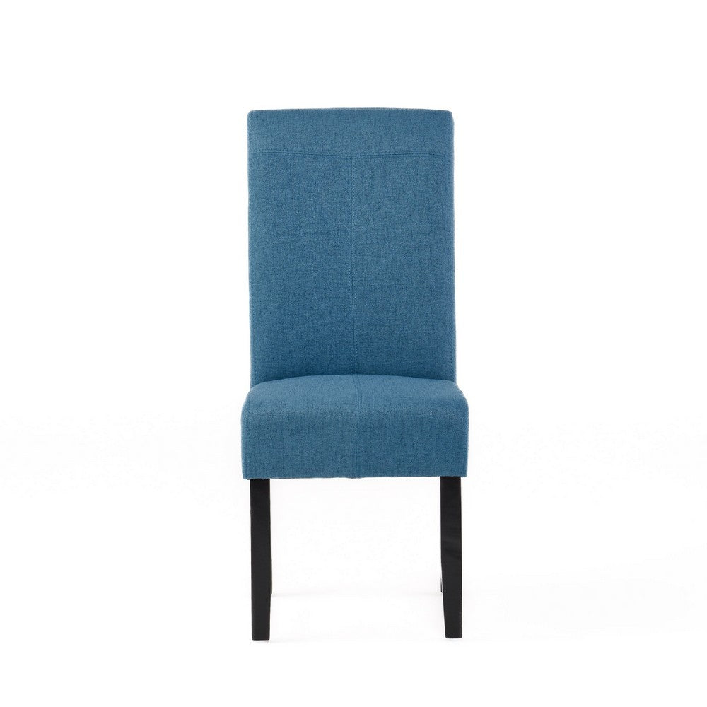 Tanya Armless Dining Chair Set of 2, Stitched Details, Blue Fabric -BM335184