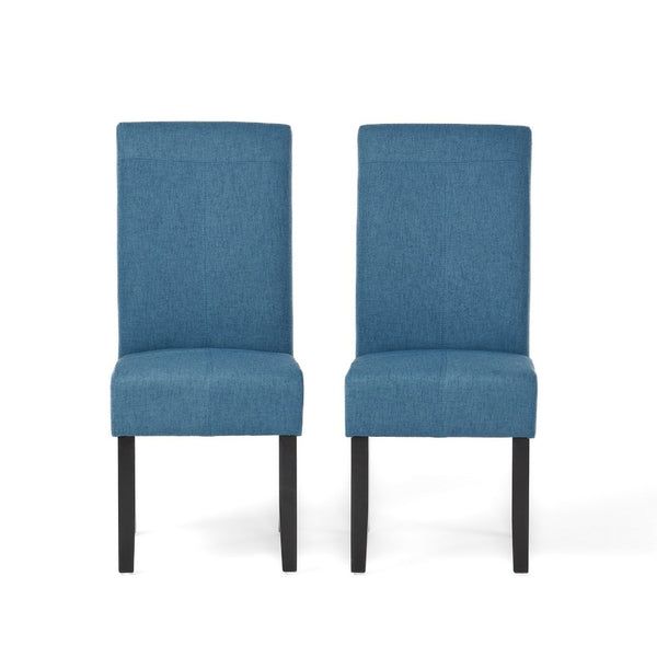 Tanya Armless Dining Chair Set of 2, Stitched Details, Blue Fabric -BM335184