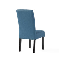 Tanya Armless Dining Chair Set of 2, Stitched Details, Blue Fabric -BM335184