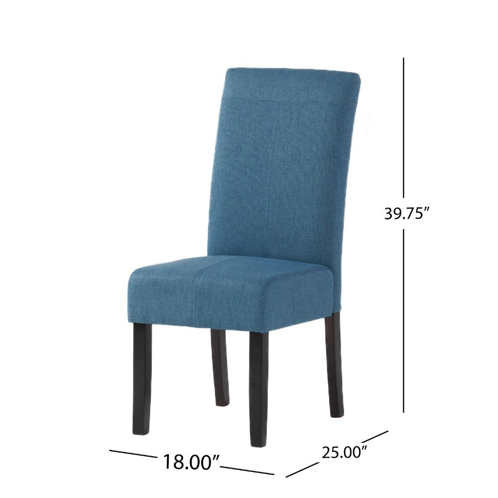 Tanya Armless Dining Chair Set of 2, Stitched Details, Blue Fabric -BM335184