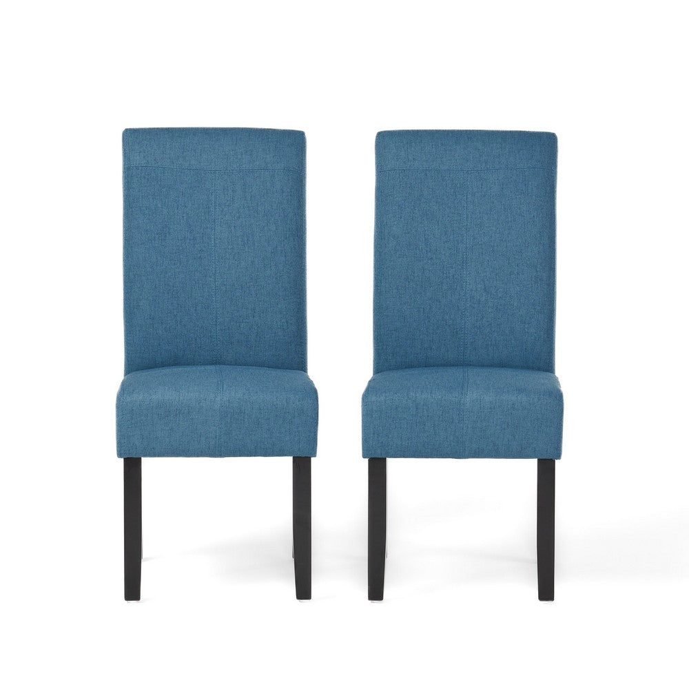 Tanya Armless Dining Chair Set of 2, Stitched Details, Blue Fabric -BM335184