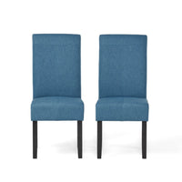 Tanya Armless Dining Chair Set of 2, Stitched Details, Blue Fabric -BM335184