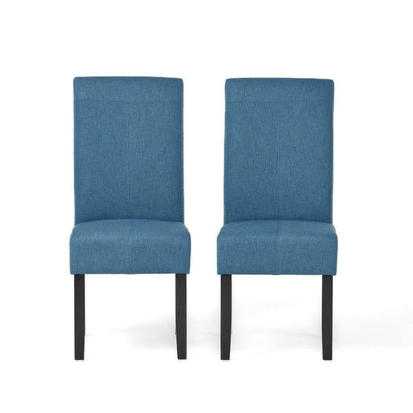 Tanya Armless Dining Chair Set of 2, Stitched Details, Blue Fabric -BM335184