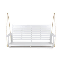 Mania Porch Swing Bench with Hanging Chain, Slatted White Acacia Wood -BM335186